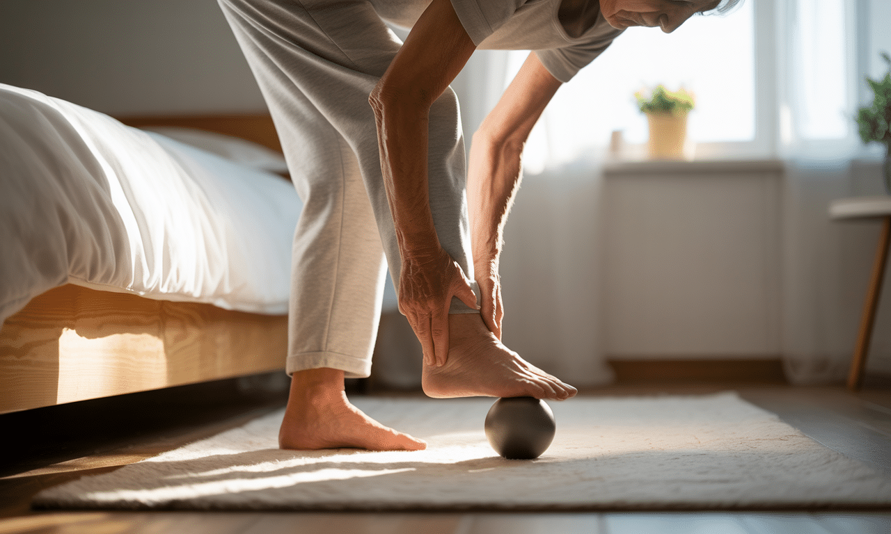 po 65. roku życia ból pięt rano podczas pierwszych kroków może być uciążliwy. odkryj skuteczne ćwiczenie rozciągające, które zmienia poranne wstawanie i przynosi ulgę.