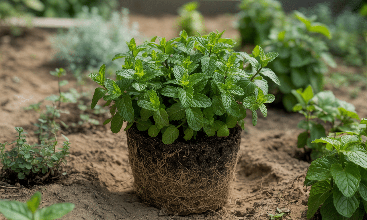 posadziłam miętę w donicy zakopanej w ziemi, dzięki czemu rośnie zdrowo, ale nie rozprzestrzenia się po całym ogrodzie. sprawdź, jak kontrolować wzrost mięty w łatwy sposób.
