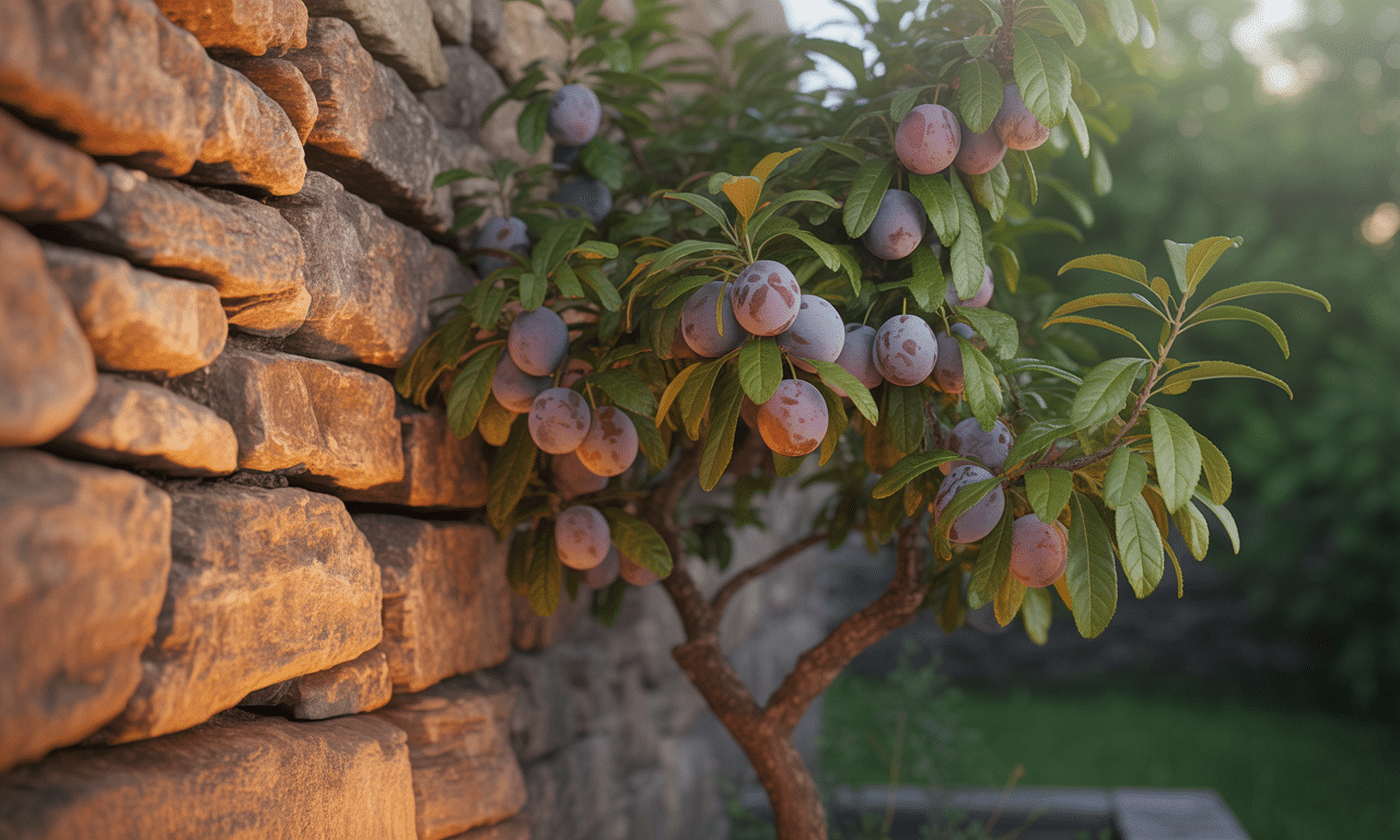 posadziłam śliwę renklodę przy murze – ciepło akumulowane przez kamień sprawiło, że owoce stały się słodsze i smaczniejsze.