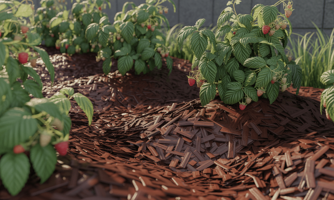 posypałam glebę wokół malin korą, dzięki czemu wilgoć się utrzymywała, a chwasty nie rosły, co znacząco poprawiło kondycję moich roślin.