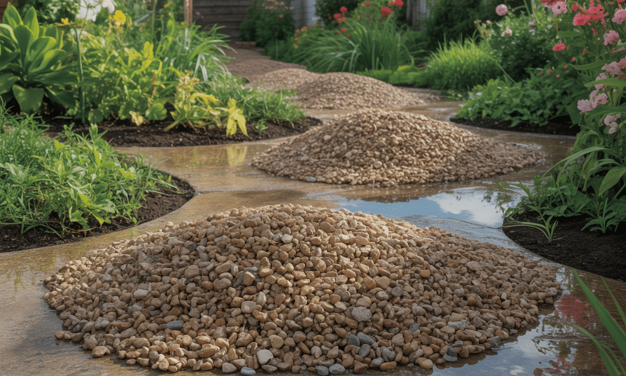 posypałam ścieżki w ogrodzie grubym żwirem, dzięki czemu chwasty nie mogły się przebić, a woda swobodnie odpływała, zapewniając estetyczny i funkcjonalny ogród.