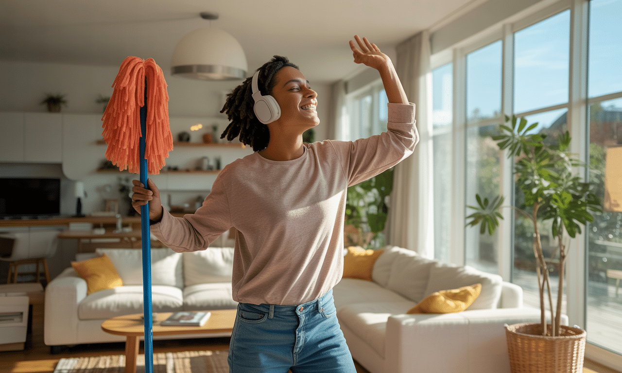 psychologia wyjaśnia, dlaczego sprzątanie w rytm muzyki może łączyć przyjemność z obowiązkiem, pomagając lepiej zarządzać domowymi zadaniami.