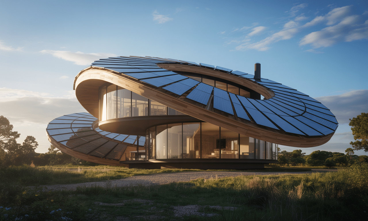 ten dom zaprojektowany przez duńskiego architekta obraca się za słońcem niczym słonecznik, łącząc nowoczesną architekturę z naturą i energooszczędnością.