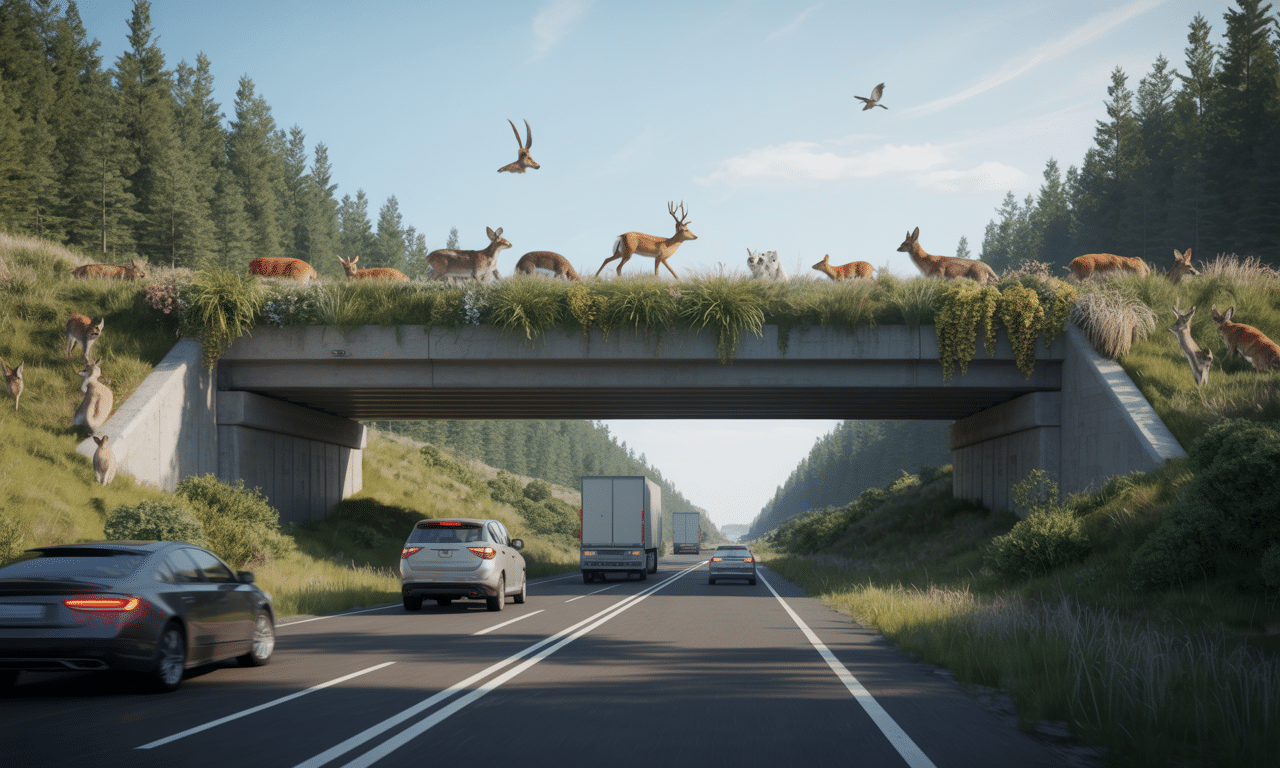 ten kraj zbudował most dla dzikich zwierząt nad autostradą, co spowodowało spadek wypadków z udziałem zwierząt o 90%. innowacyjne rozwiązanie dla bezpieczeństwa i ochrony przyrody.