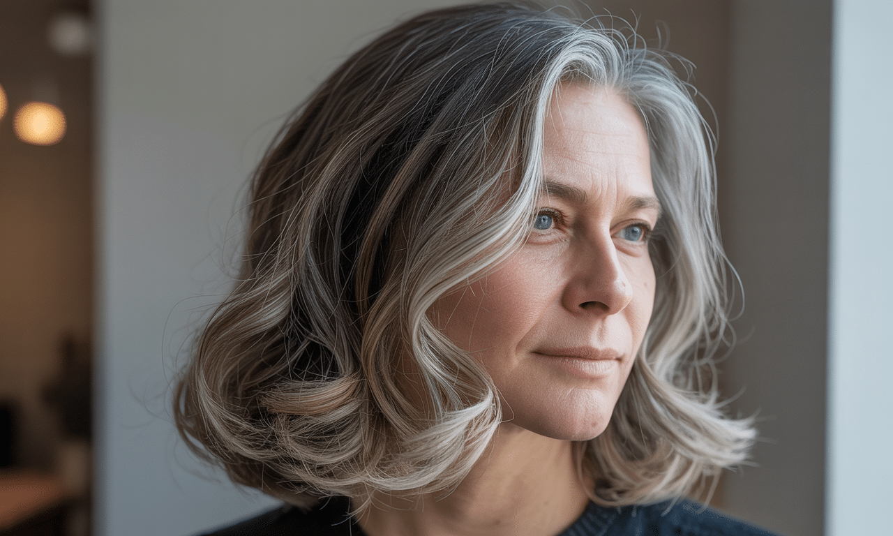 ten odcień ciemnego blondu to doskonały wybór na łagodne przejście do naturalnej siwizny, bez drastycznych zmian. odkryj, jak subtelnie odmienić swój wygląd.