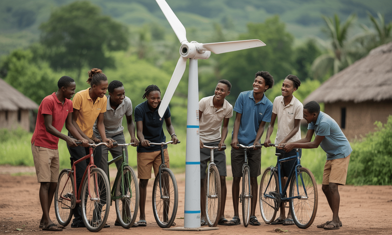 ten student z kenii zbudował turbinę wiatrową wykorzystując części rowerowe, dostarczając prąd całej swojej wiosce i wspierając lokalną społeczność.