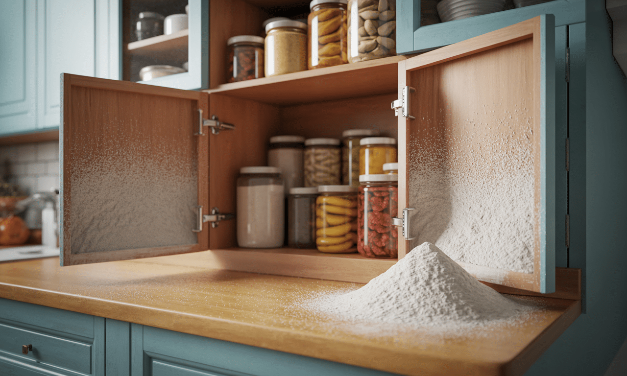 ten skuteczny trik z użyciem ziemi okrzemkowej pozwala na trwałe pozbycie się moli spożywczych z kuchennych szafek, zapewniając czystość i świeżość w twojej kuchni.