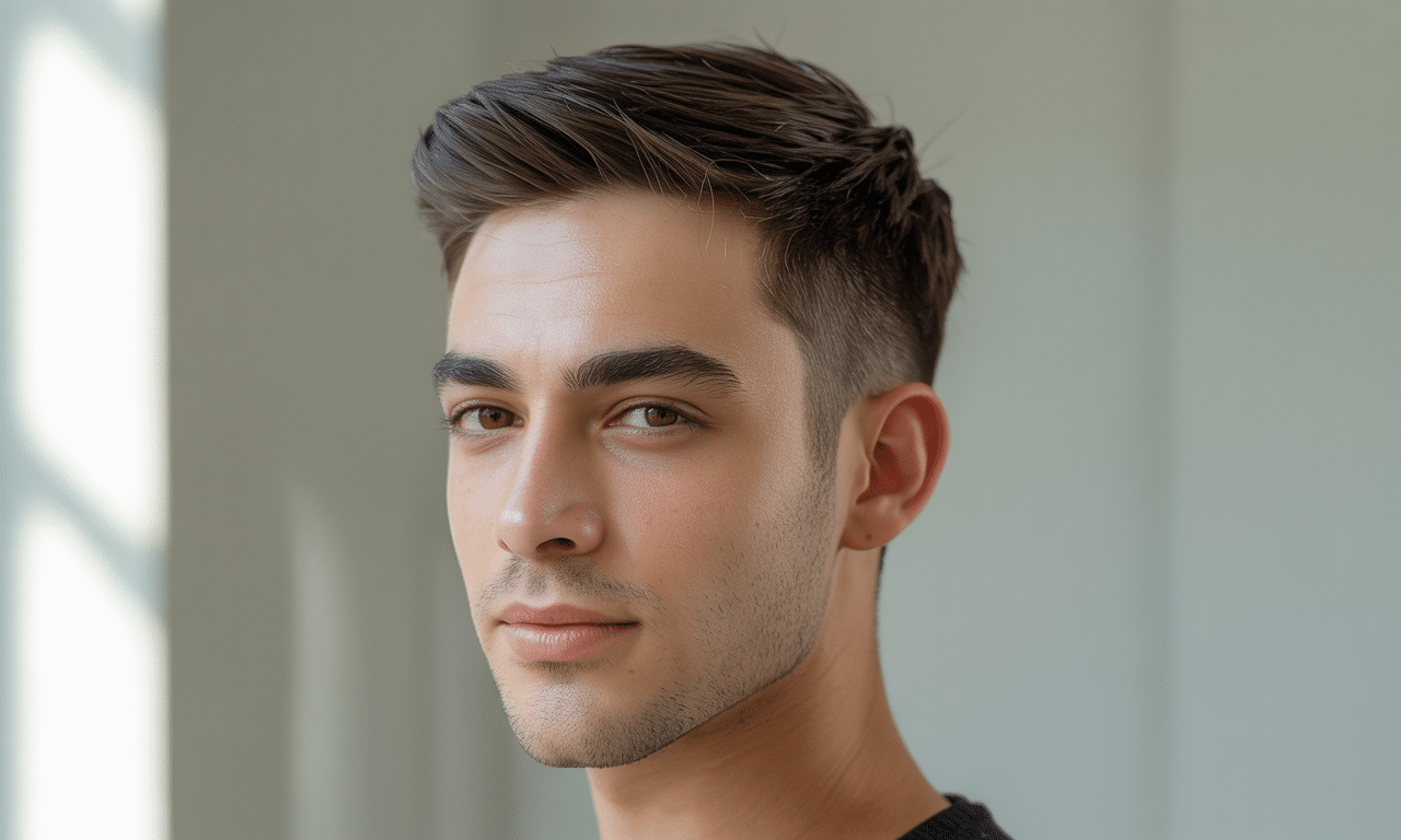 ten styl fryzury jest idealny dla mężczyzn pragnących wyglądać młodziej bez radykalnych zmian.