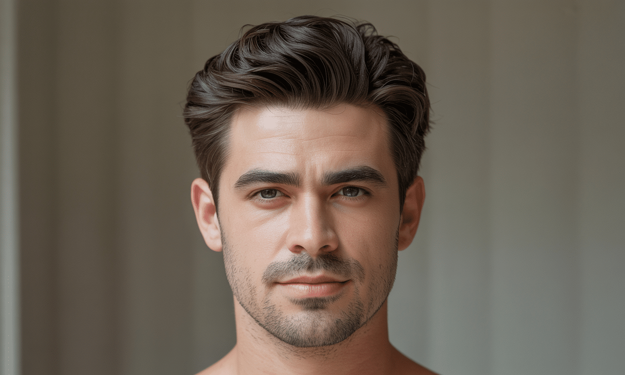 ten popularny styl strzyżenia idealnie sprawdza się u mężczyzn z gęstymi włosami, nadając im naturalny i schludny wygląd bez efektu sztuczności.