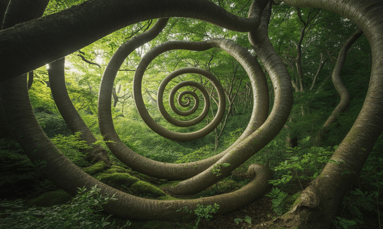 w japonii znajdują się niezwykłe lasy, gdzie drzewa rosną w perfekcyjnych spiralach. naukowcy nadal nie odkryli przyczyny tego unikalnego zjawiska.