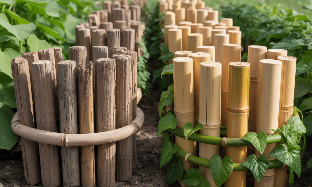wymieniłam drewniane podpórki na bambusowe - trwałe, tańsze i odporne na gnicie. sprawdź, dlaczego warto wybrać bambus do ogrodu!