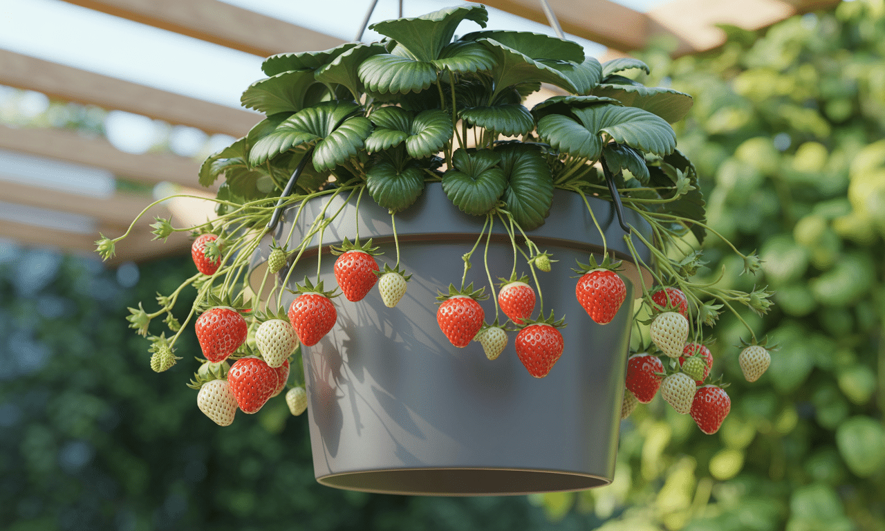 zawieszenie doniczki z truskawkami do góry nogami to innowacyjny sposób na zdrowe rośliny: mniej chorób, obfitsze plony i brak ślimaków. sprawdź, jak to zrobić!