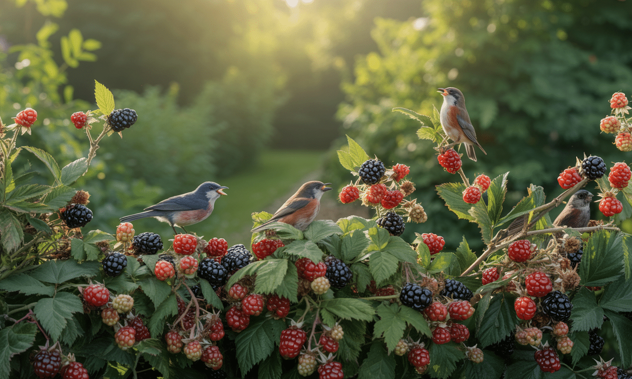zostawiłam kępę jeżyn na końcu ogrodu, dzięki czemu ptaki się nimi karmiły, a ja mogłam zbierać owoce na przetwory. dowiedz się, jak połączyć ogrodnictwo z pomocą dla dzikich ptaków.
